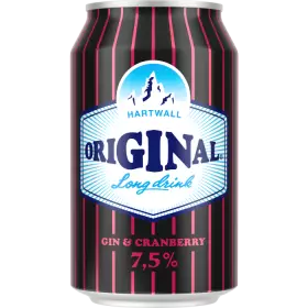HARTWALL Original Gin Long Drink Black Label Cranberry Strong 7.5 % (24x0.33l)