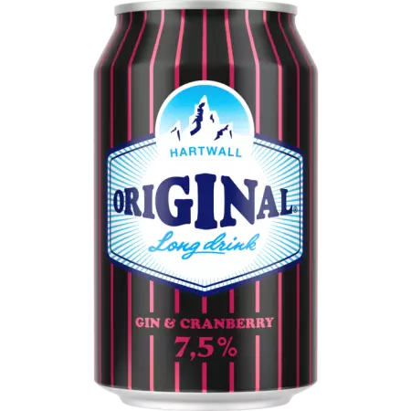 HARTWALL Original Gin Long Drink Black Label Cranberry Strong 7.5 % (24x0.33l)